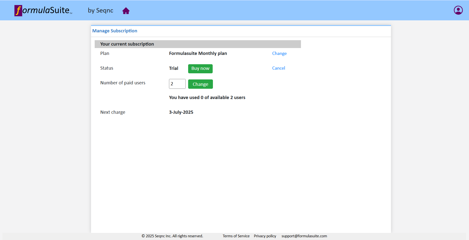 Manage Subscription