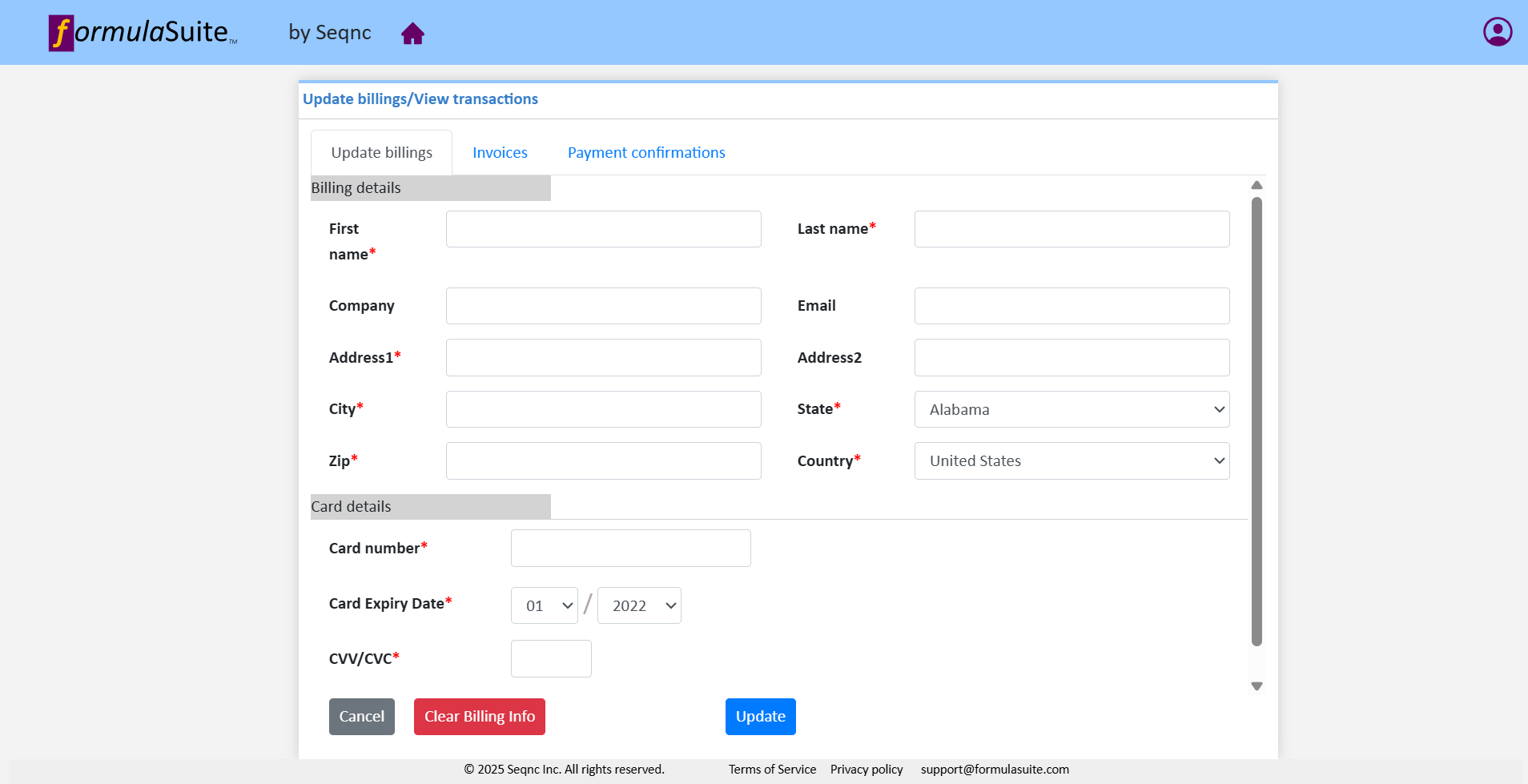 Update billing